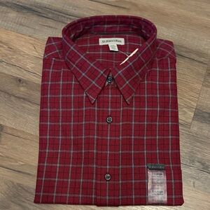 St. John's Bay Burgundy and Gray Plaid Men's Shirt